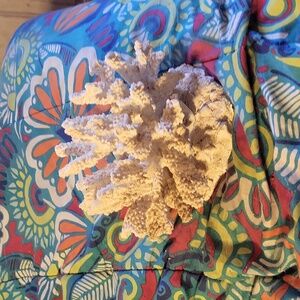 White Coral Sculpture Nautical Ocean Decor 5" Tall by 7.5" Diameter B502